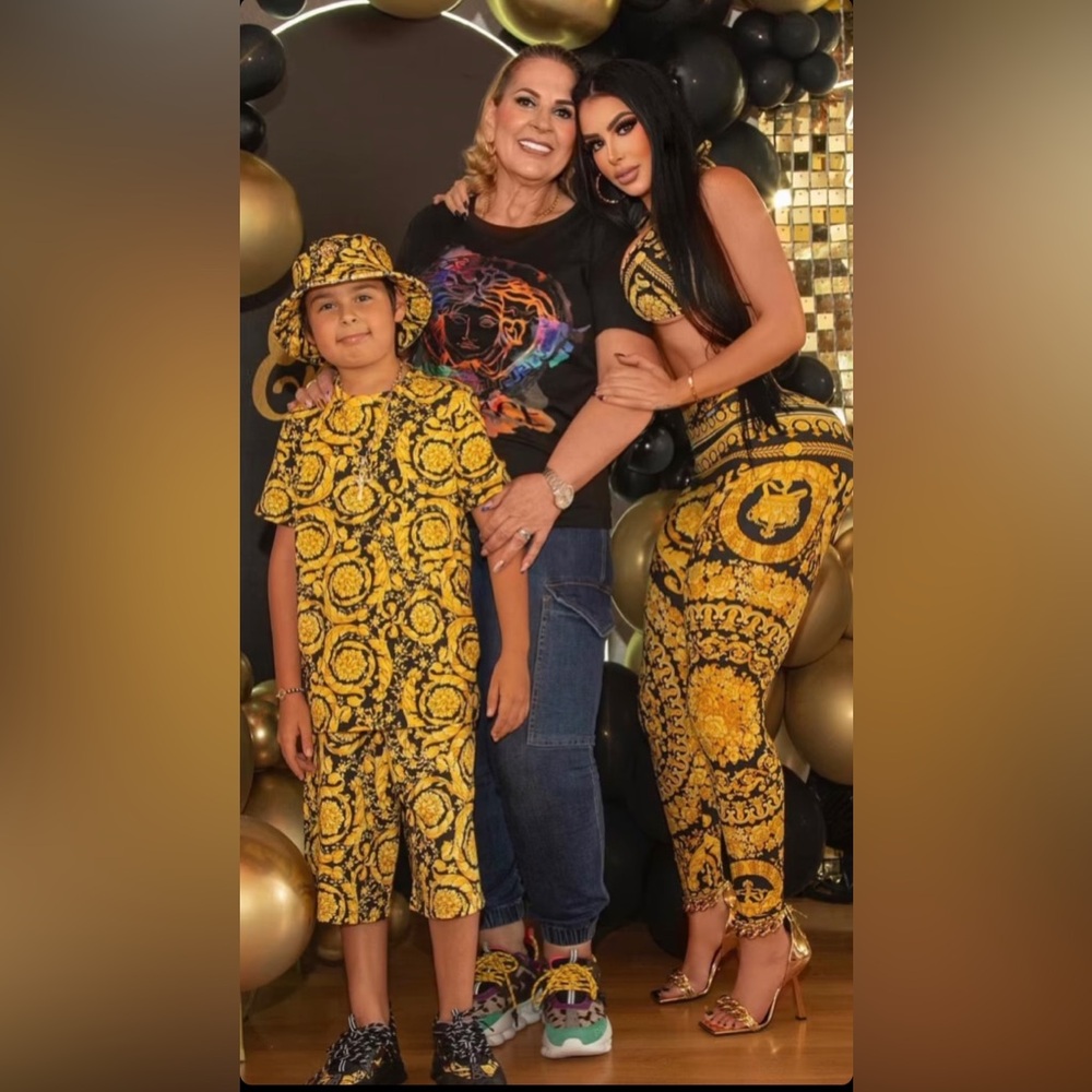 Versace Baroque Yellow and Black Patterned Garment